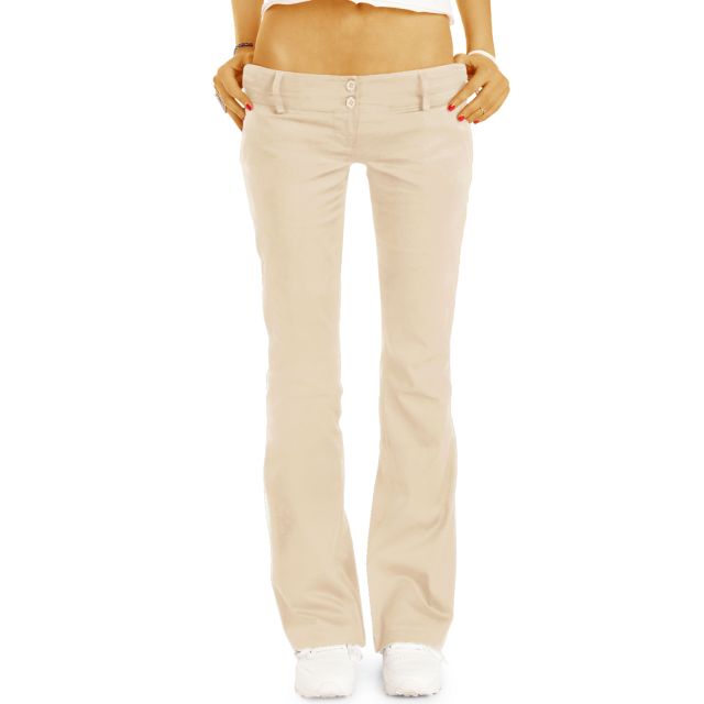 BE STYLED Chinos - Stoffhosen - Bootcut Hüfthosen mit Stretch, Damen - chino_italia - h17a - beige