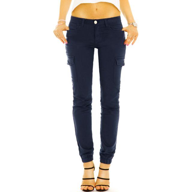 Low waist Cargohose bequeme Hose im stretchigen Slim Fit Look - Damen - j37p