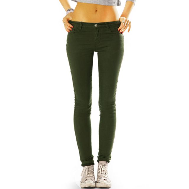 Skinny-fit-Jeans Low Waist Hose enge Hüftjeans Skinny Hosen unifarben - Damen - j19e-1