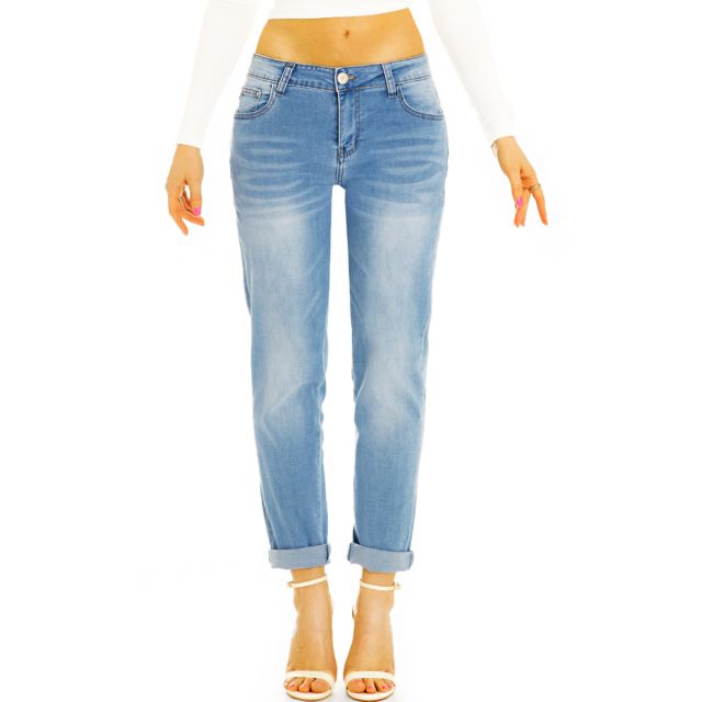 Medium waist lässige Mom Jeans Boyfriend Hose - Locker Bequeme Stretchjeans - Damen - j16e-1