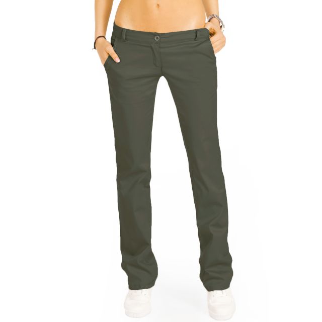 Damen Chinos - Sommerliche Stoffhosen mit ausgestelltem Bein - j20k