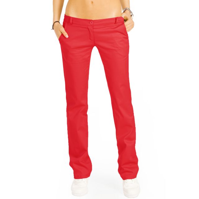 Damen Chinos - Sommerliche Stoffhosen mit ausgestelltem Bein - j20k - Rot
