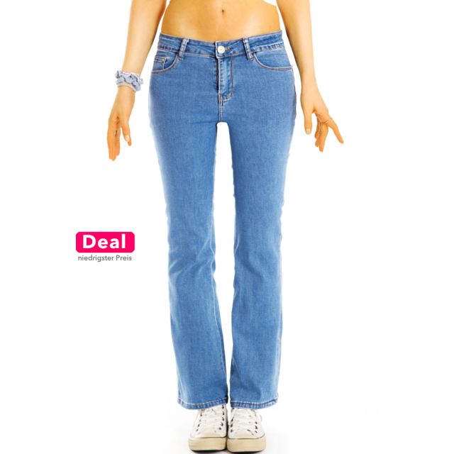 Cropped Bootcut Ankle Jeans stretchige Schlag Hosen - ausgestelltes Bein medium waist Jeans - Damen - j7k