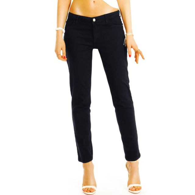 Hüftige Röhrenhose schwarze Skinny Jeans enge Hüftjeans low waist Damenhose - Damen - j52L-1