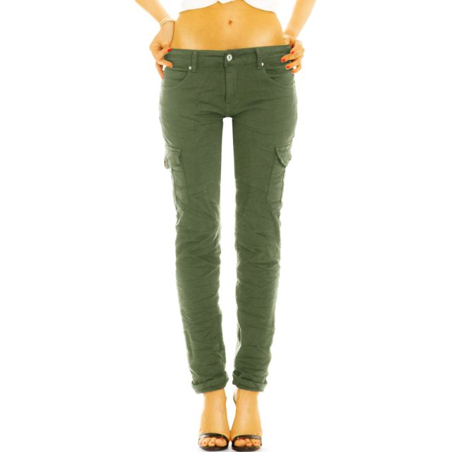 Low waist Cargohose Stoffhose bequeme Hose im stretchigen Slim Fit Look - Damen - j4f
