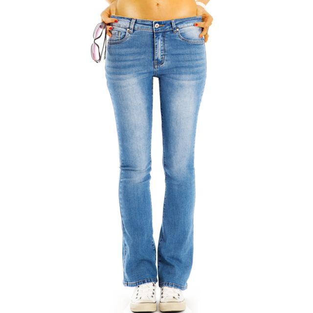 Bootcut Jeans Hose Medium Waist - Schlagjeans in Stretch Slim Fit Passform - Damen - j13L