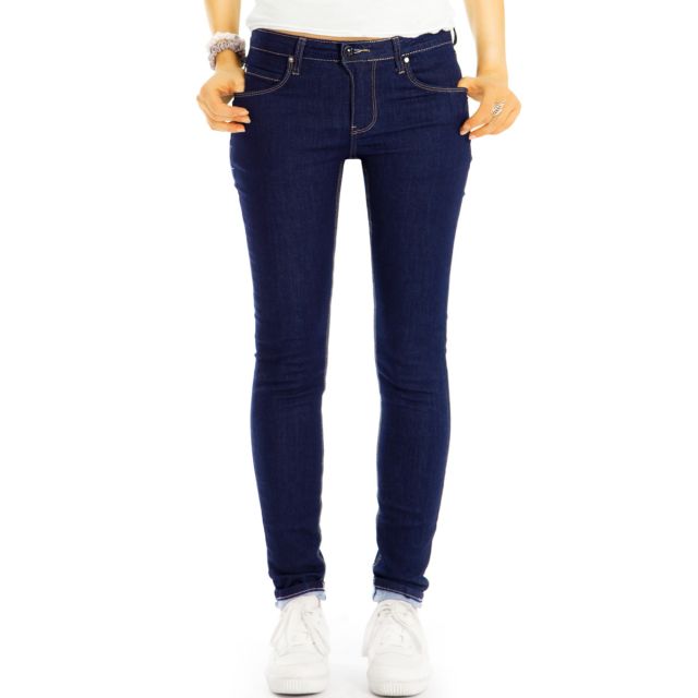 Low Waist Röhrenjeans Skinny Fit Stretch Hose in dunkelblau - Damen - 11e-q