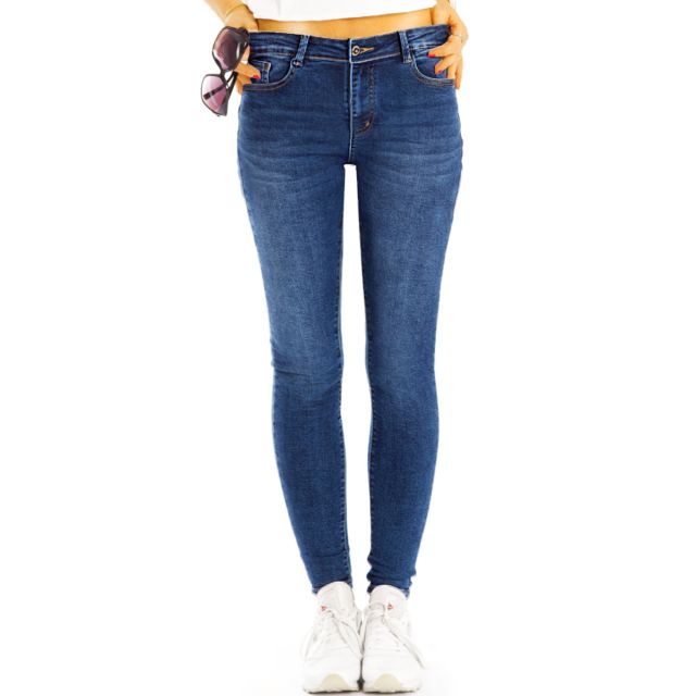 Medium Waist Röhrenjeans skinny denim Hosen stretch slimfit hoch geschnitten - Damen - j36g-1