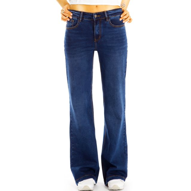Weit geschnittene Medium waist Jeans Hose regular fit Stretchjeans - Damen - j17k-2