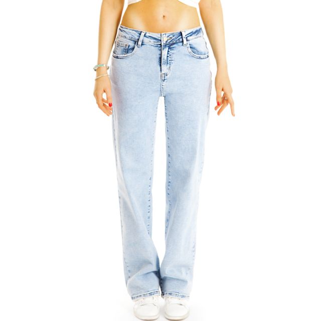 Boyfriend Jeans Hose im Baggy Loose Relaxed Fit bequeme Medium Waist Jeans - Damen - j23L-1