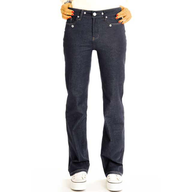 Medium waist Bootcut Jeanshose – dunkelblaue bequeme Stretchjeans legere Schlaghose - Damen - j44k