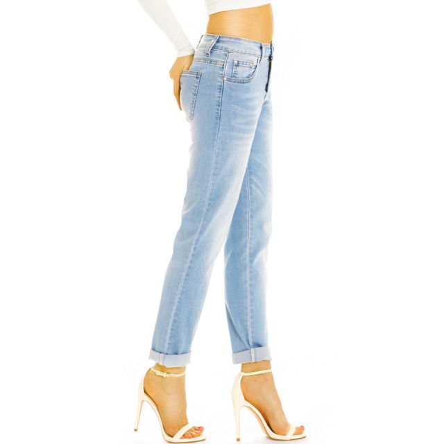 Medium waist lässige Mom Jeans Boyfriend Hose - Locker Bequeme Stretchjeans - Damen - j16e-1