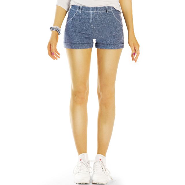  Shorts - kurze Hosen im Jeans design High Waisted Hotpants im Jeggings Look -  Damen - j53i
