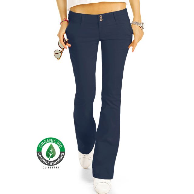 BE STYLED Premium Stoffhosen, Bootcut Chinos Hüfthosen aus Bio Organic Baumwolle, Damen -BIO-7