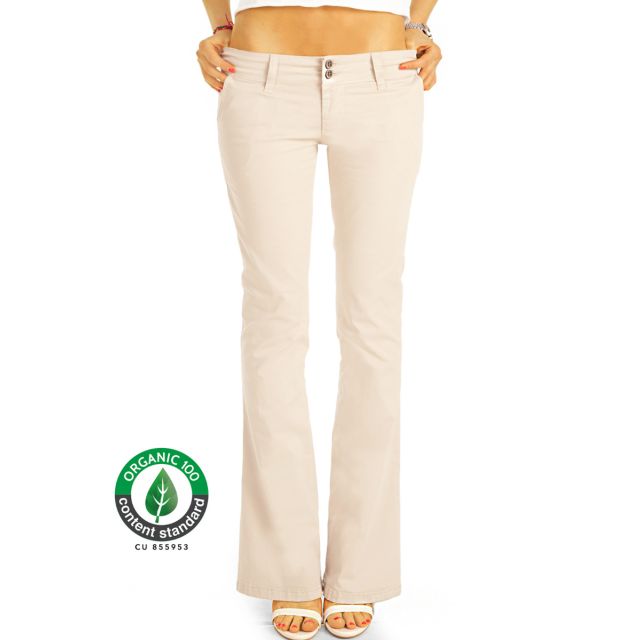 BE STYLED Premium Stoffhosen, Bootcut Chinos Hüfthosen aus Bio Organic Baumwolle, Damen -BIO-7