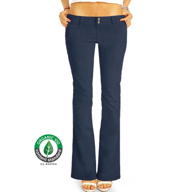 BE STYLED Premium Stoffhosen, Bootcut Chinos Hüfthosen aus Bio Organic Baumwolle, Damen -BIO-7