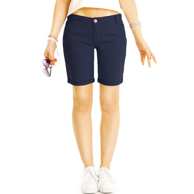 Sommer Low waist Chino Stoff Shorts - Kurze lockere Hosen mit niedriger Leibhöhe - Damen - j5L-2