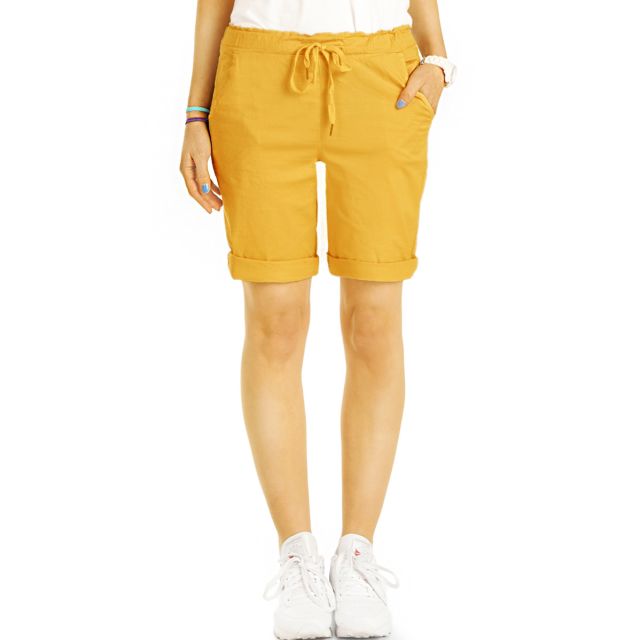 Sommer Chino Stoff Shorts - Kurze lockere Hosen mit Kordelzug - Damen - h28a