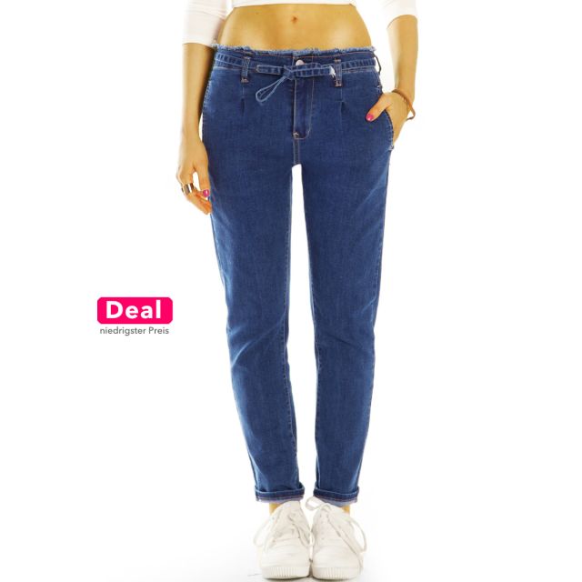 Boyfriend Jeans Baggy Hose Low Rise - Locker Bequem Weit Stretchig -  Frauen - j21r-2