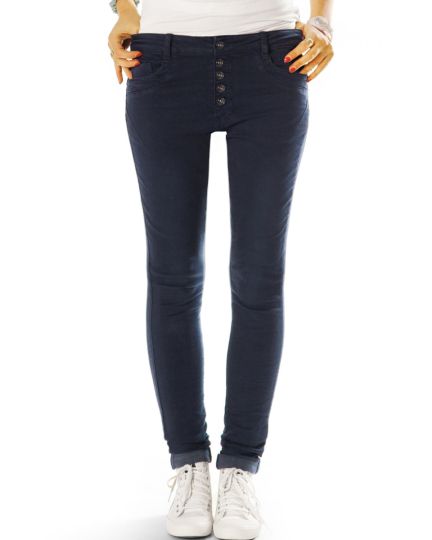 Röhrige low waist Stretch - Jeanshose skinny fit mit langer Knopfleiste - Damen -  j41g