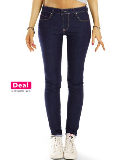 medium waist slim cut Jeans regular dunkelblaue Jeans stretch Hosen - Damen - j32L-1
