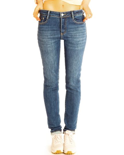 Medium Waist Röhrenjeans stretchige Skinny Hose slimfit Jeans - Damen - j36k